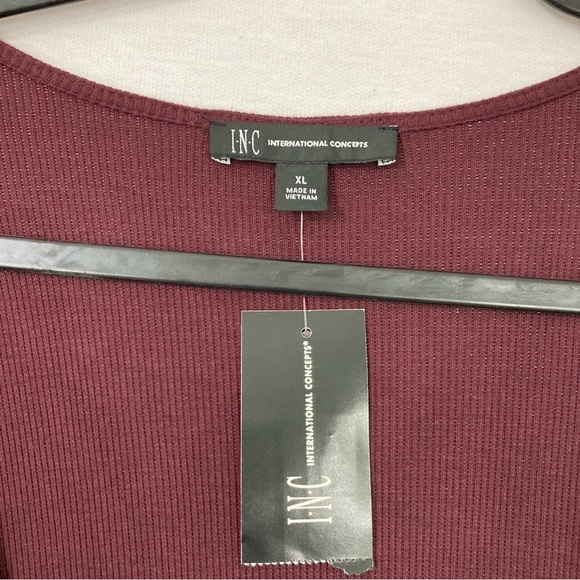 INC International Concepts Burgundy Wine Wrap Blouse XL - Picture 2 of 7